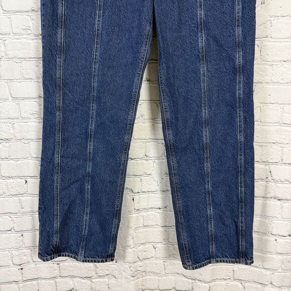 Express Relaxed Straight Jeans Low Rise Rigid Stretch Seamed Dark Blue - Picture 6 of 14